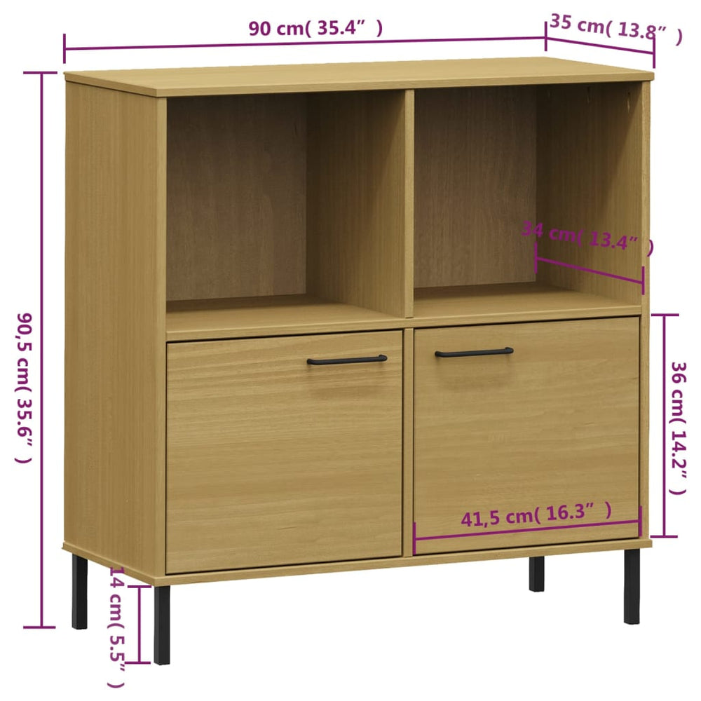 Boekenkast met metalen poten OSLO 90x35x90,5 cm hout bruin MeubelReus