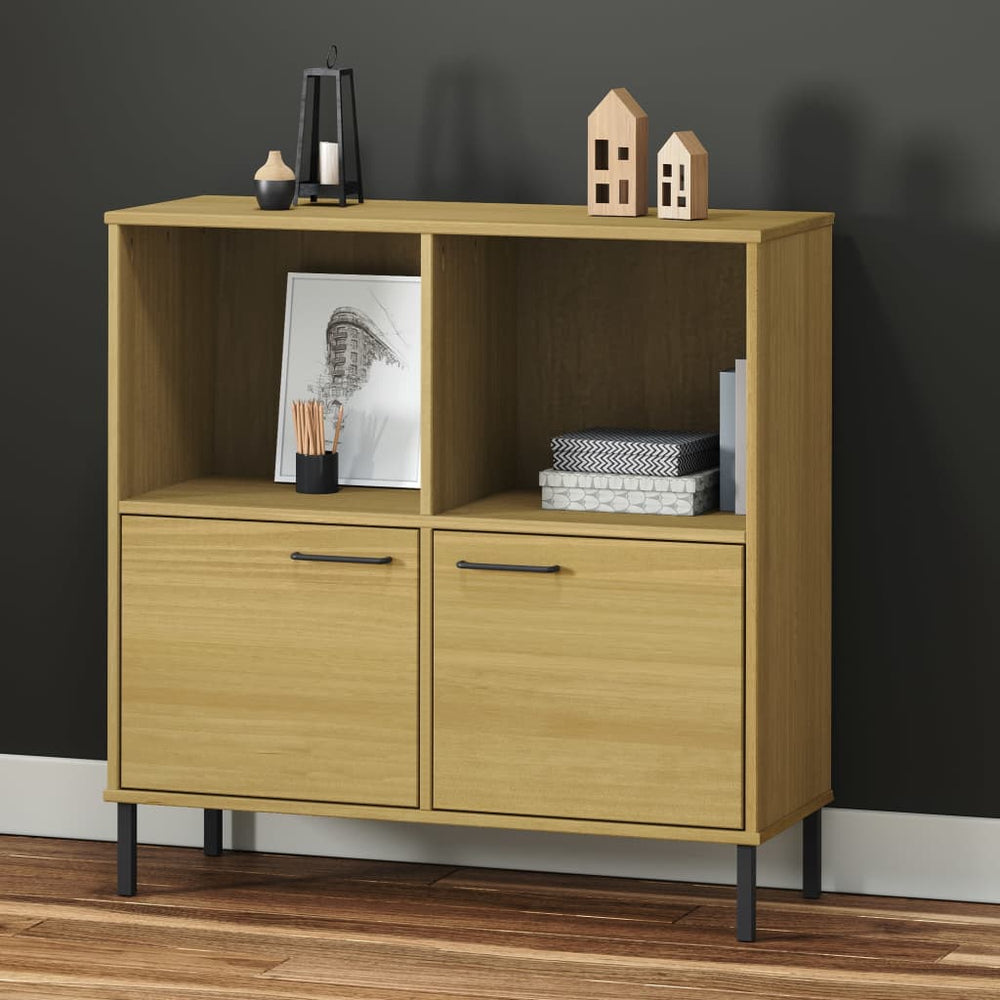 Boekenkast met metalen poten OSLO 90x35x90,5 cm hout bruin MeubelReus