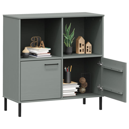 Boekenkast met metalen poten OSLO 90x35x90,5 cm hout grijs MeubelReus