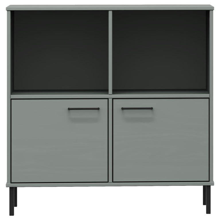 Boekenkast met metalen poten OSLO 90x35x90,5 cm hout grijs MeubelReus