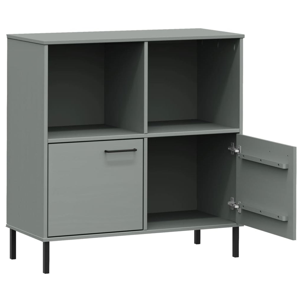 Boekenkast met metalen poten OSLO 90x35x90,5 cm hout grijs MeubelReus