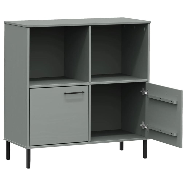 Boekenkast met metalen poten OSLO 90x35x90,5 cm hout grijs MeubelReus