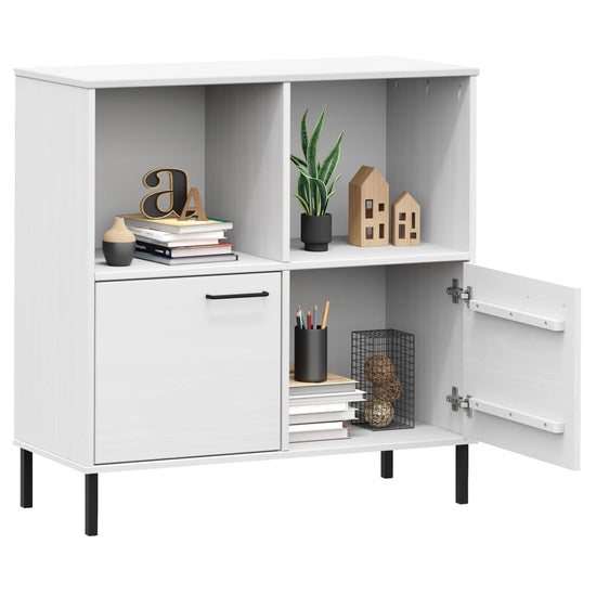 Boekenkast met metalen poten OSLO 90x35x90,5 cm hout wit MeubelReus