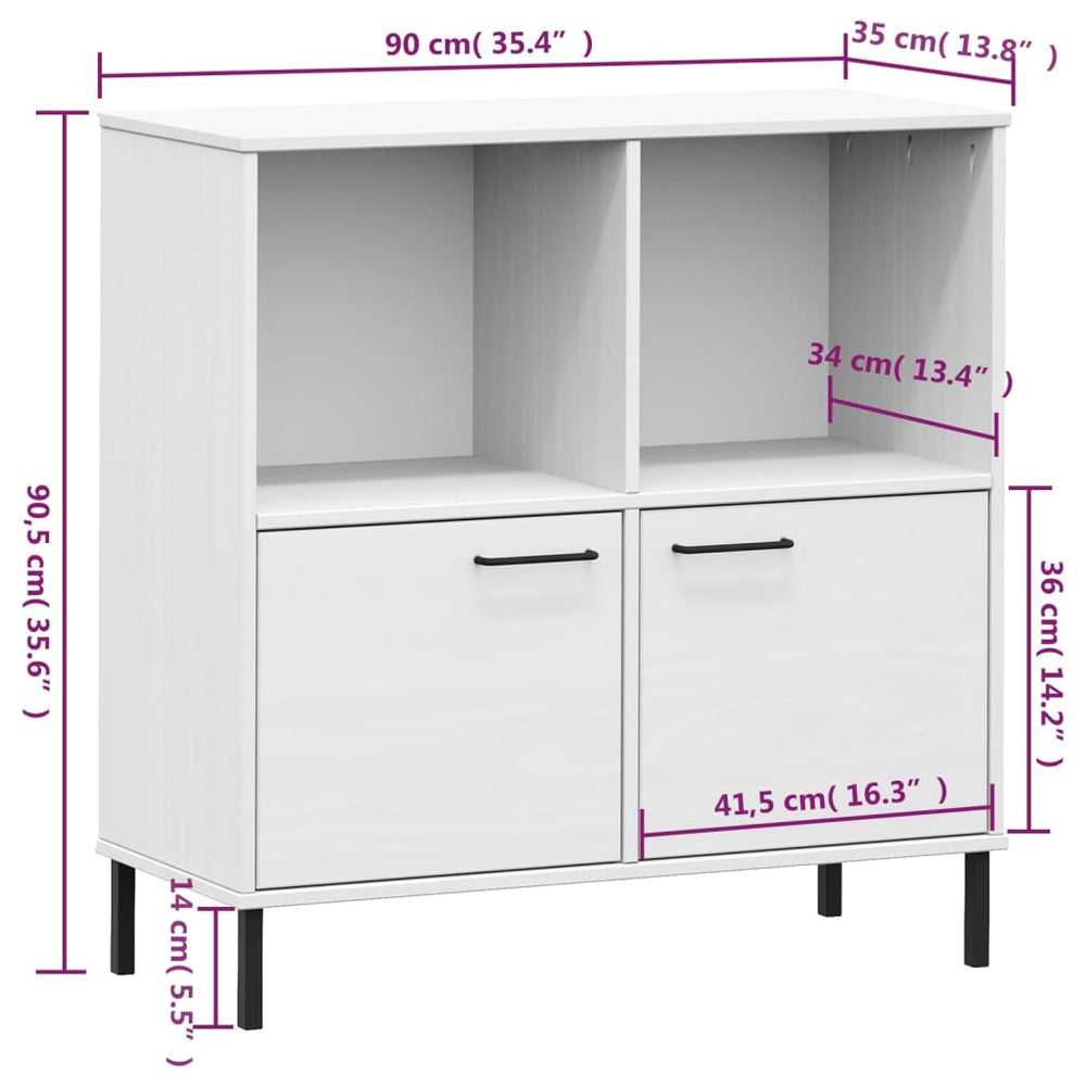 Boekenkast met metalen poten OSLO 90x35x90,5 cm hout wit MeubelReus
