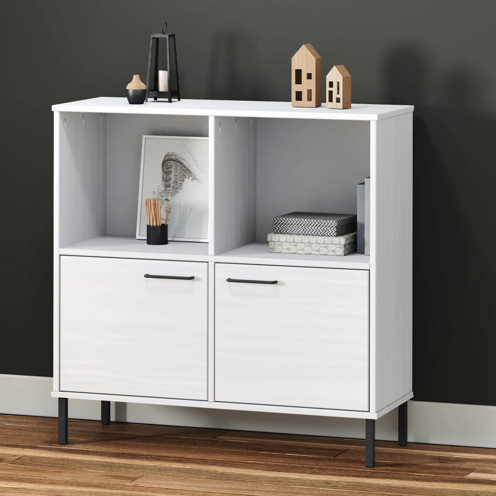 Boekenkast met metalen poten OSLO 90x35x90,5 cm hout wit MeubelReus