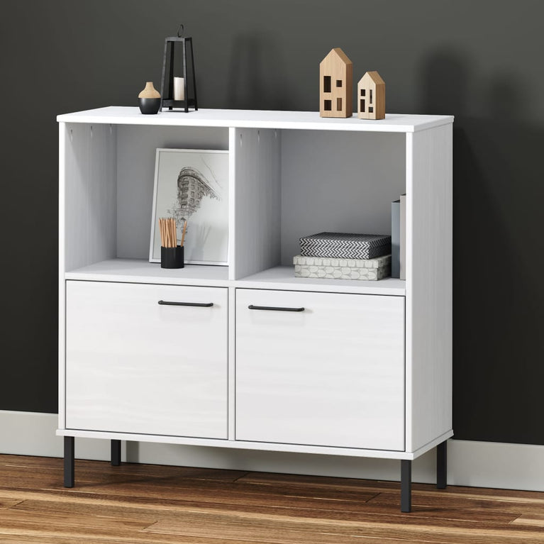 Boekenkast met metalen poten OSLO 90x35x90,5 cm hout wit MeubelReus