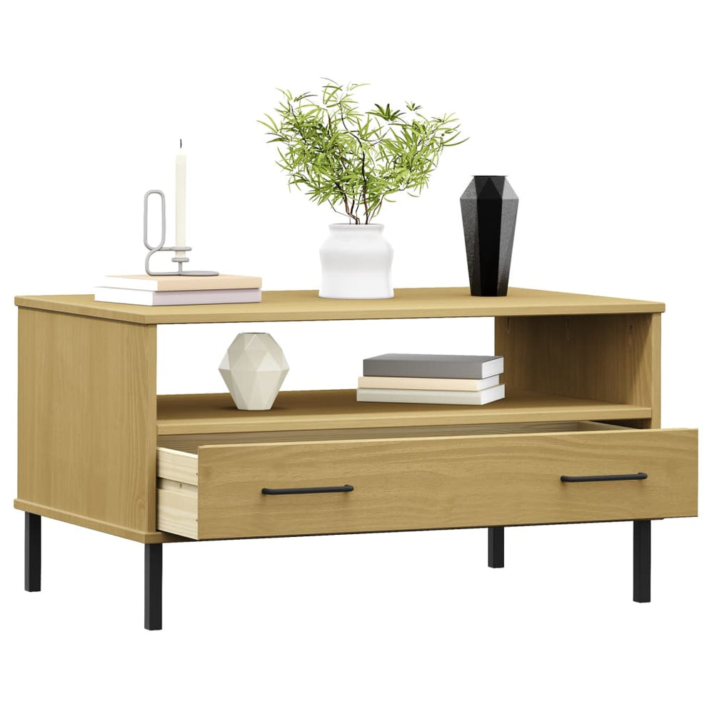 Salontafel met metalen poten OSLO 85x50x45 cm hout bruin MeubelReus