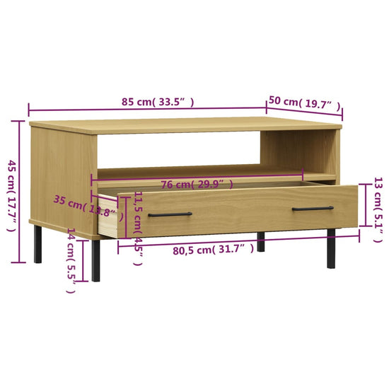 Salontafel met metalen poten OSLO 85x50x45 cm hout bruin MeubelReus