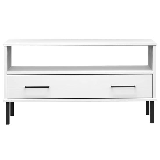 Salontafel met metalen poten OSLO 85x50x45 cm masssief hout wit MeubelReus