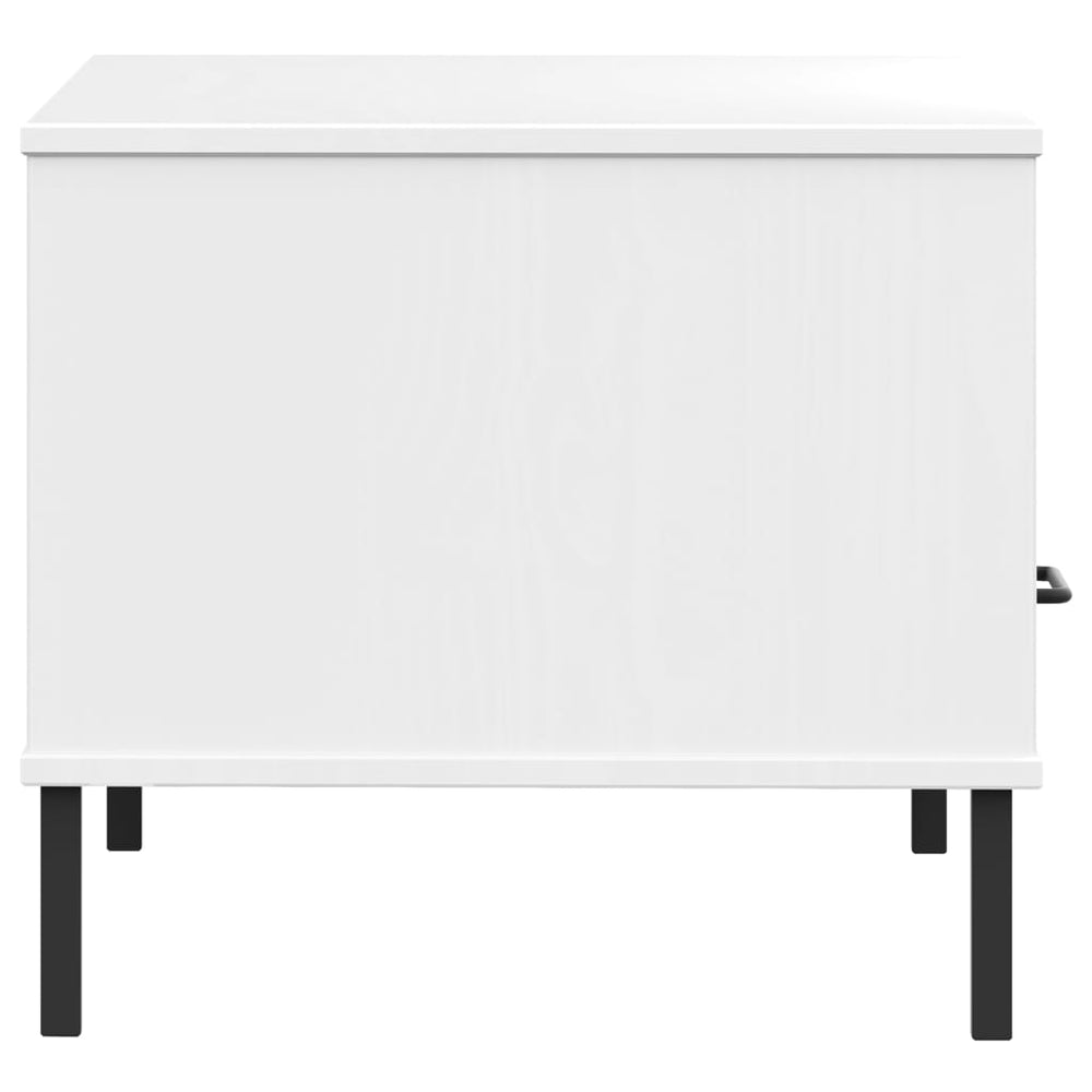 Salontafel met metalen poten OSLO 85x50x45 cm masssief hout wit MeubelReus