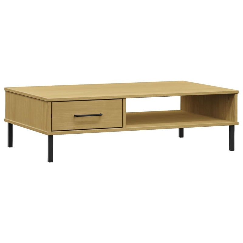 Salontafel met metalen poten OSLO massief grenenhout bruin MeubelReus