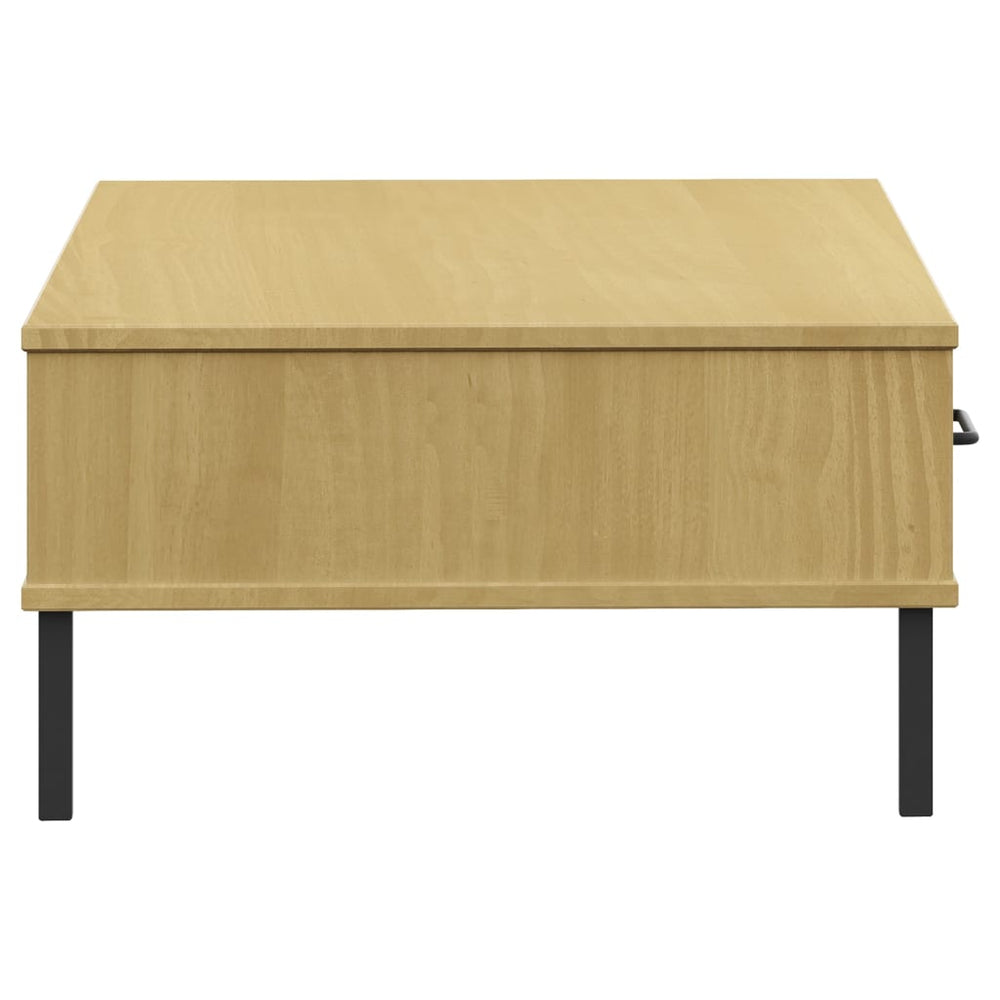 Salontafel met metalen poten OSLO massief grenenhout bruin MeubelReus
