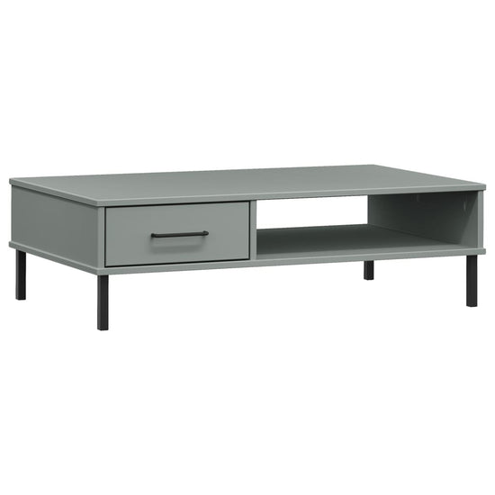 Salontafel met metalen poten OSLO massief grenenhout grijs MeubelReus