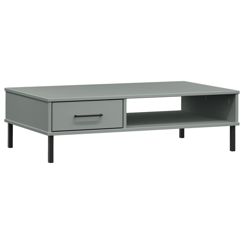 Salontafel met metalen poten OSLO massief grenenhout grijs MeubelReus