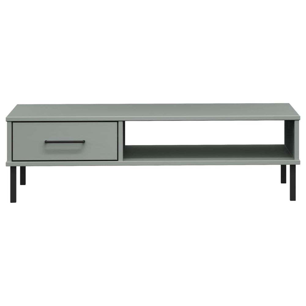 Salontafel met metalen poten OSLO massief grenenhout grijs MeubelReus