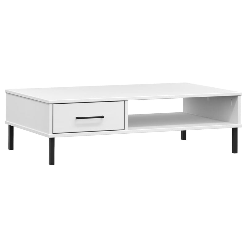 Salontafel met metalen poten OSLO massief grenenhout wit MeubelReus