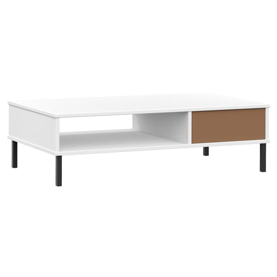 Salontafel met metalen poten OSLO massief grenenhout wit MeubelReus