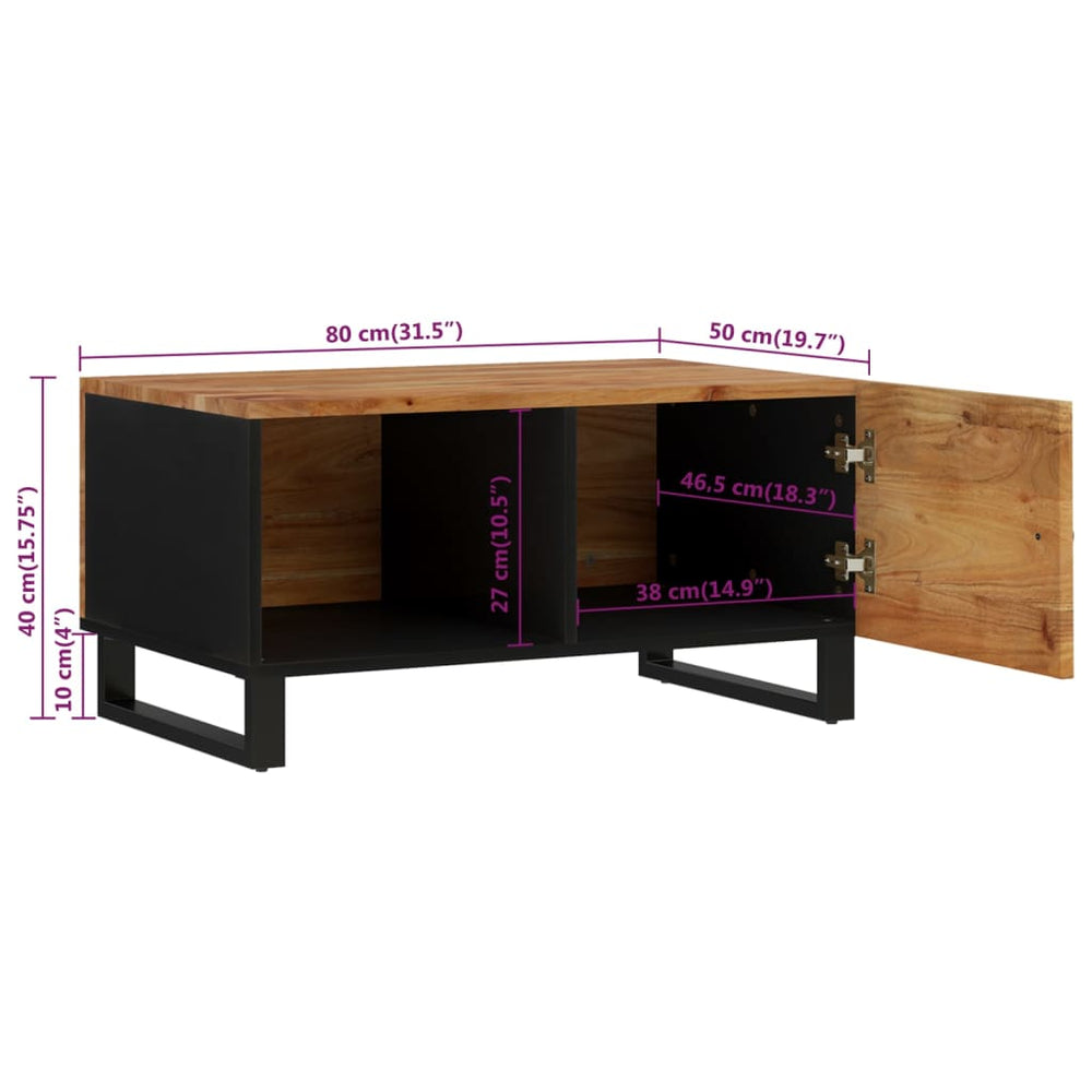 Salontafel 80x50x40 cm massief acaciahout en bewerkt hout MeubelReus