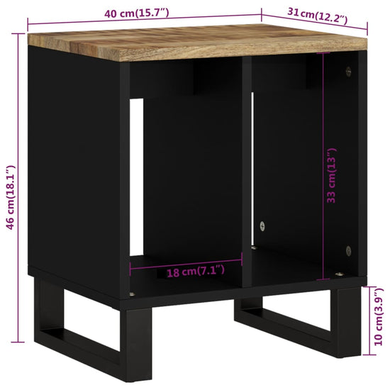 Bijzettafel 40x31x46 cm massief mangohout en bewerkt hout MeubelReus