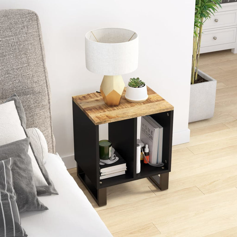 Bijzettafel 40x31x46 cm massief mangohout en bewerkt hout MeubelReus