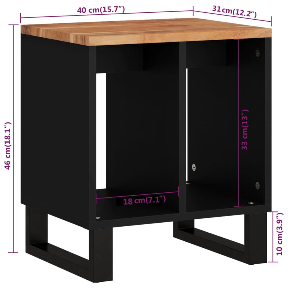 Bijzettafel 40x31x46 cm massief acaciahout en bewerkt hout MeubelReus