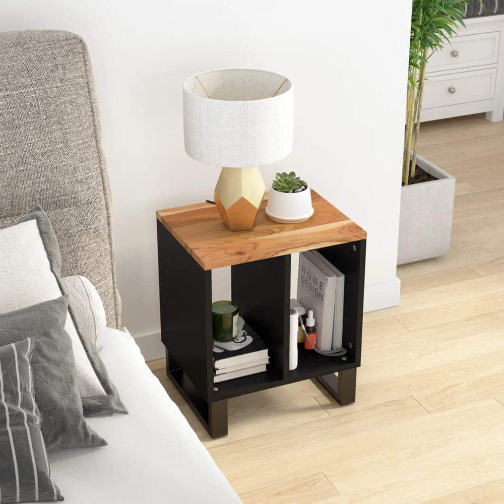 Bijzettafel 40x31x46 cm massief acaciahout en bewerkt hout MeubelReus