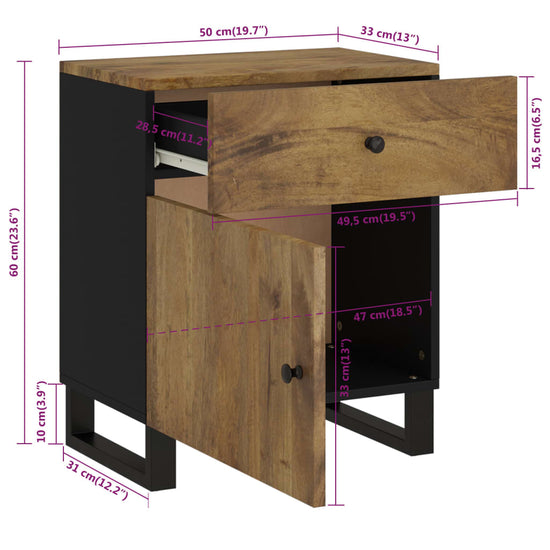 Nachtkastjes 50x33x60 cm massief mangohout en bewerkt hout MeubelReus