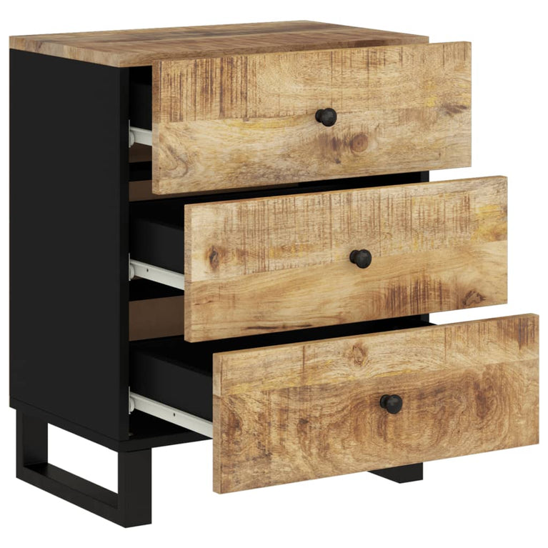 Nachtkastje 50x33x62 cm massief mangohout en bewerkt hout MeubelReus