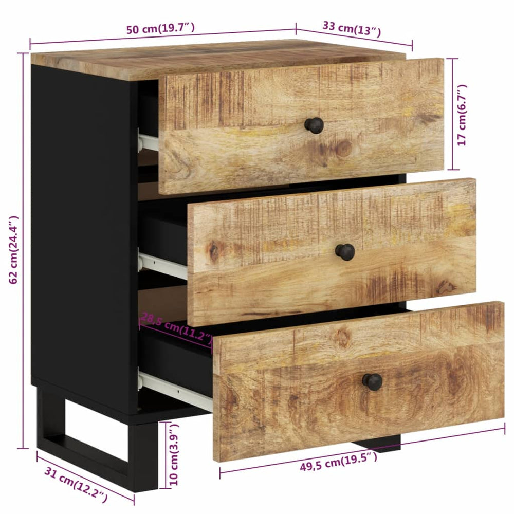 Nachtkastje 50x33x62 cm massief mangohout en bewerkt hout MeubelReus