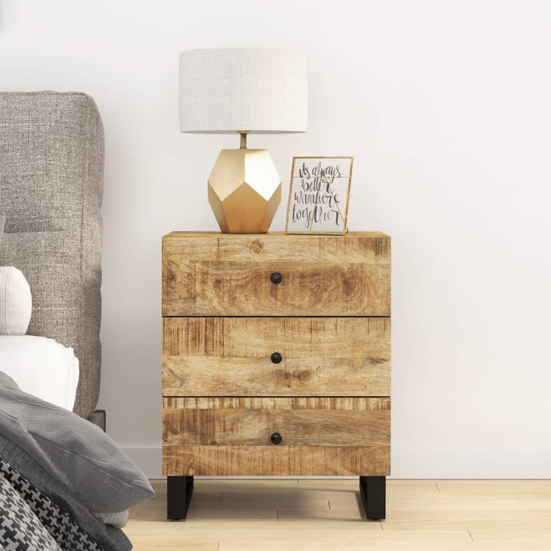 Nachtkastje 50x33x62 cm massief mangohout en bewerkt hout MeubelReus