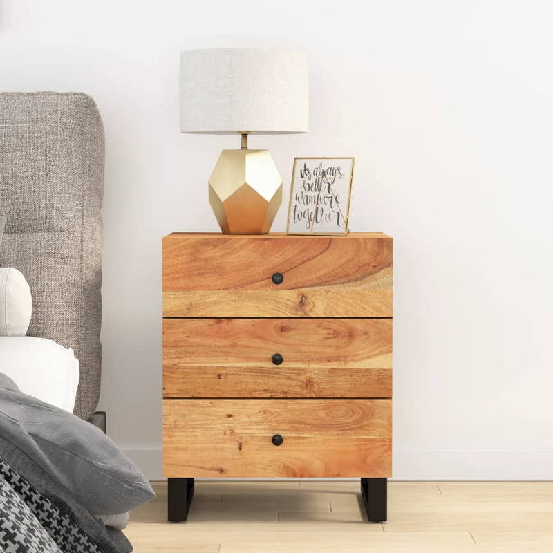 Nachtkastje 50x33x62 cm massief acaciahout en bewerkt hout MeubelReus