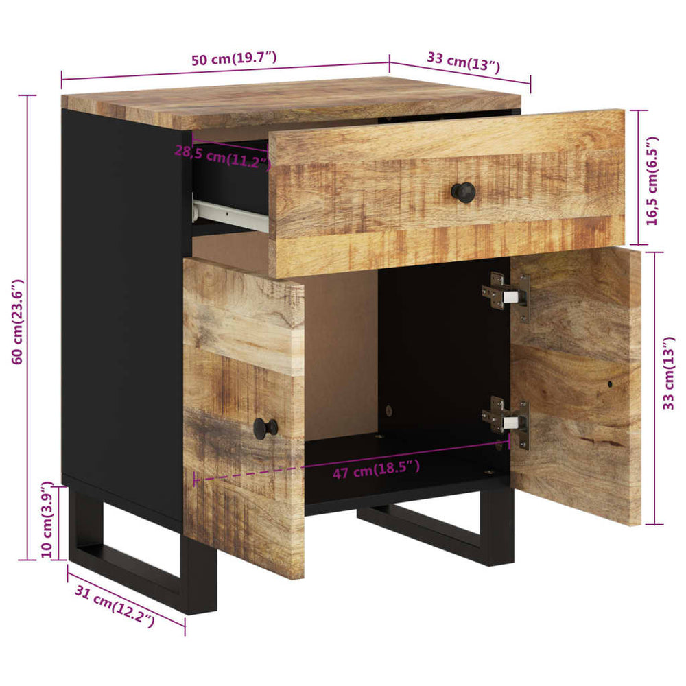 Nachtkastjes 50x33x60 cm massief mangohout en bewerkt hout MeubelReus