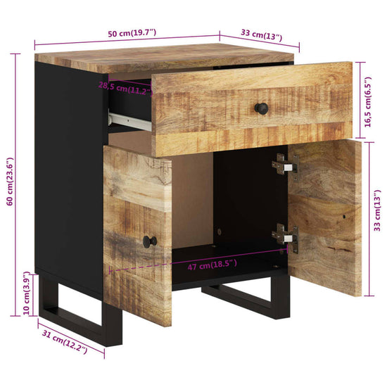 Nachtkastjes 50x33x60 cm massief mangohout en bewerkt hout MeubelReus