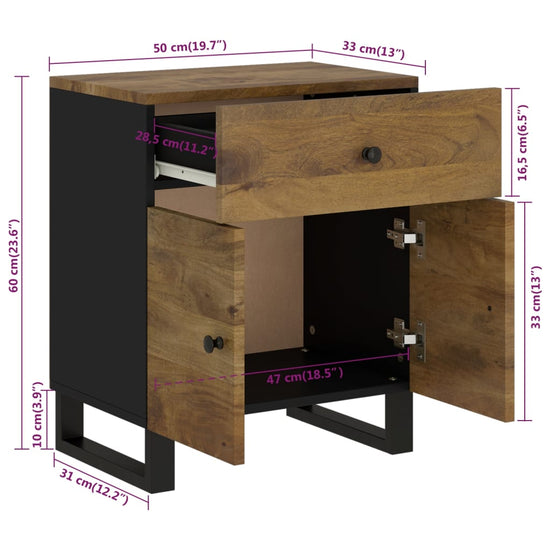 Nachtkastjes 50x33x60 cm massief mangohout en bewerkt hout MeubelReus