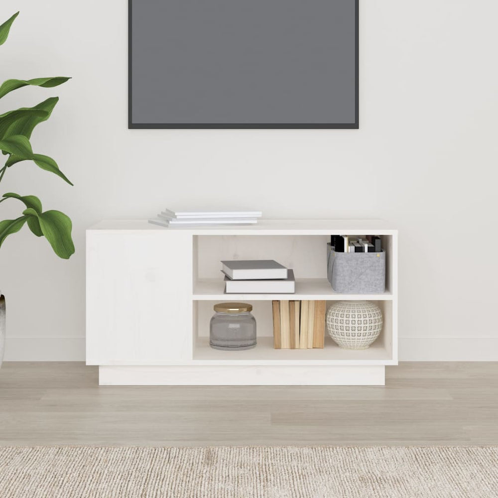 Tv-meubel 80x35x40,5 cm massief grenenhout wit MeubelReus
