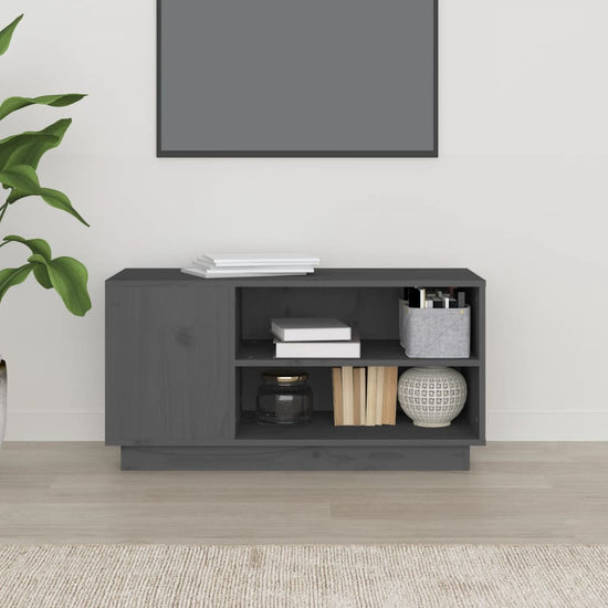 Tv-meubel 80x35x40,5 cm massief grenenhout grijs MeubelReus