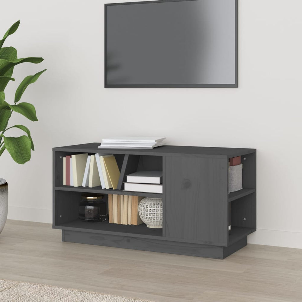 Tv-meubel 80x35x40,5 cm massief grenenhout grijs MeubelReus