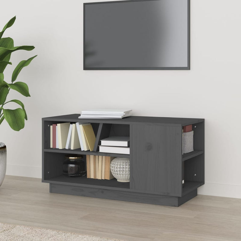Tv-meubel 80x35x40,5 cm massief grenenhout grijs MeubelReus