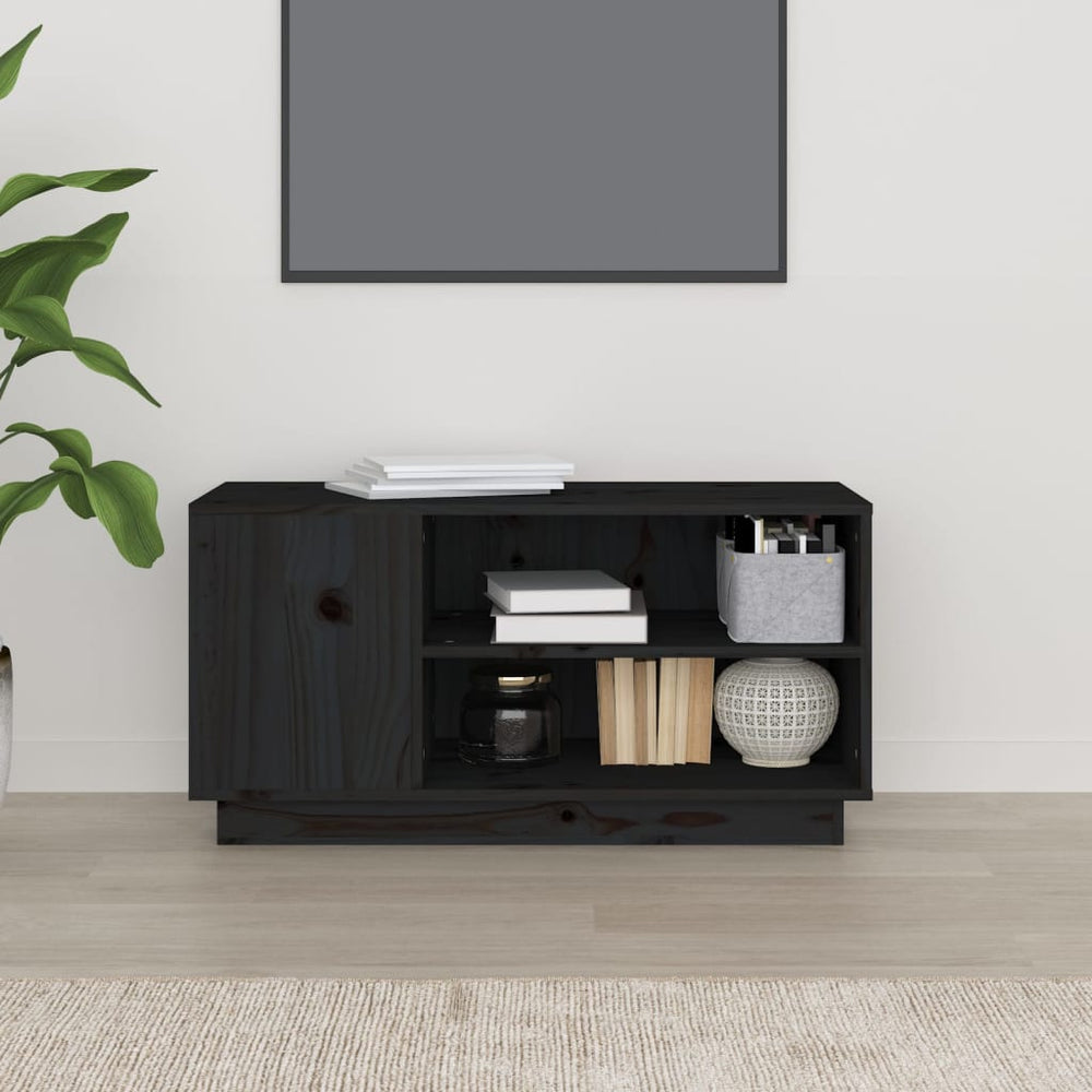 Tv-meubel 80x35x40,5 cm massief grenenhout zwart MeubelReus