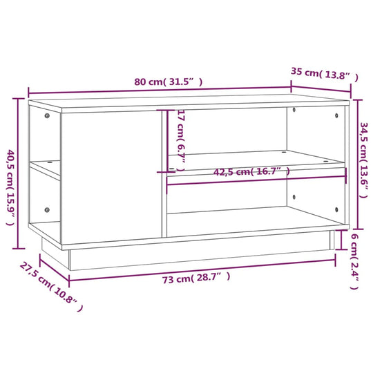 Tv-meubel 80x35x40,5 cm massief grenenhout zwart MeubelReus