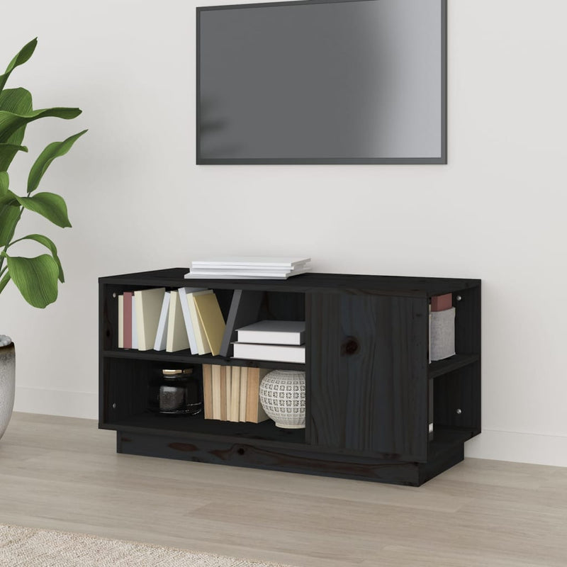 Tv-meubel 80x35x40,5 cm massief grenenhout zwart MeubelReus