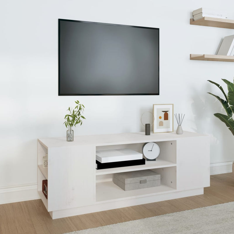 Tv-meubel 110x35x40,5 cm massief grenenhout wit MeubelReus