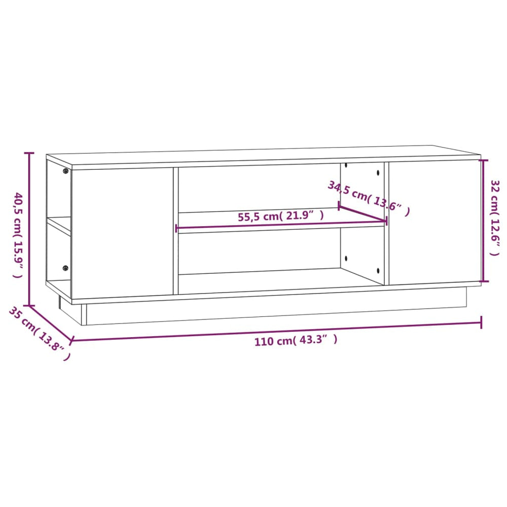 Tv-meubel 110x35x40,5 cm massief grenenhout honingbruin MeubelReus