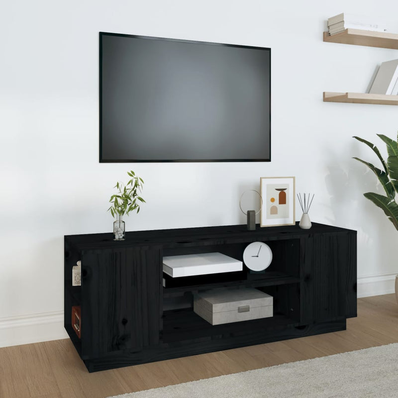 Tv-meubel 110x35x40,5 cm massief grenenhout zwart MeubelReus