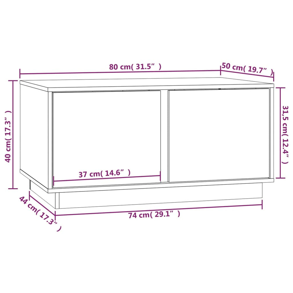 Salontafel 80x50x40 cm massief grenenhout zwart MeubelReus