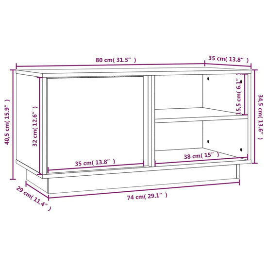 Tv-meubel 80x35x40,5 cm massief grenenhout wit MeubelReus