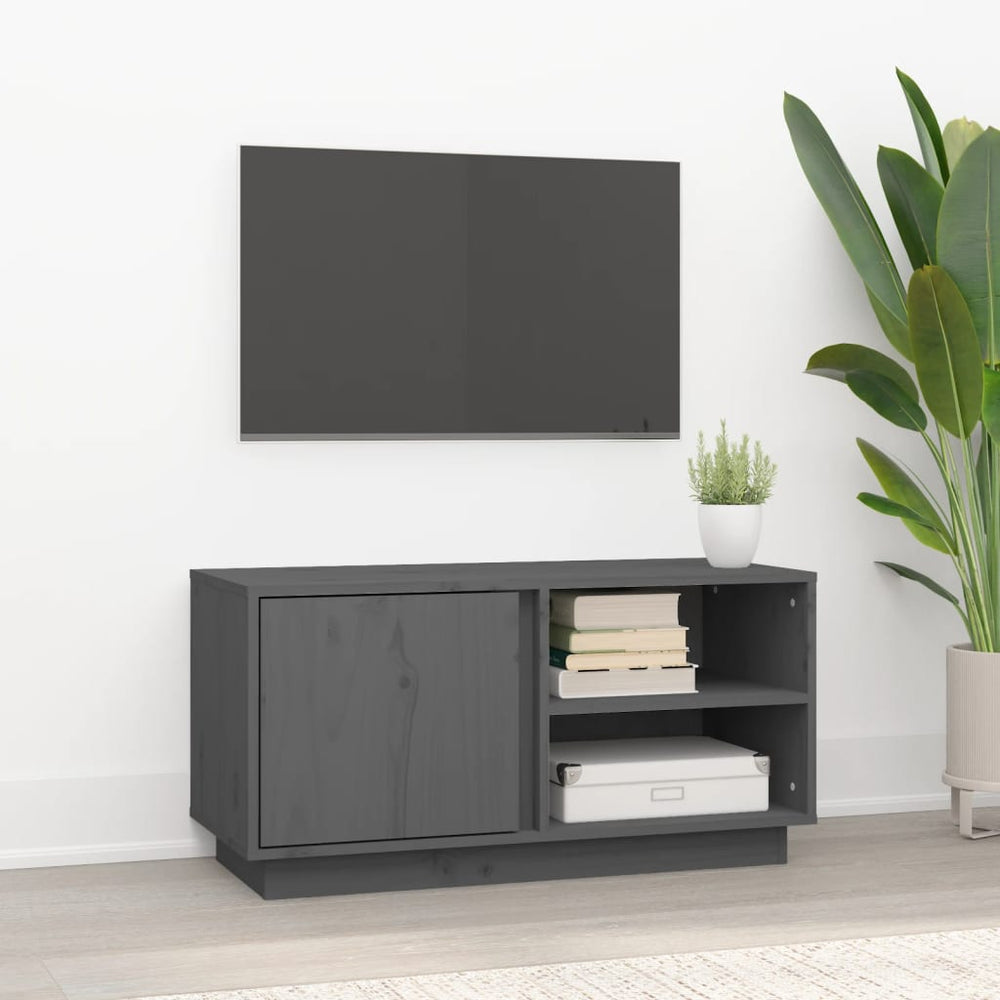 Tv-meubel 80x35x40,5 cm massief grenenhout grijs MeubelReus