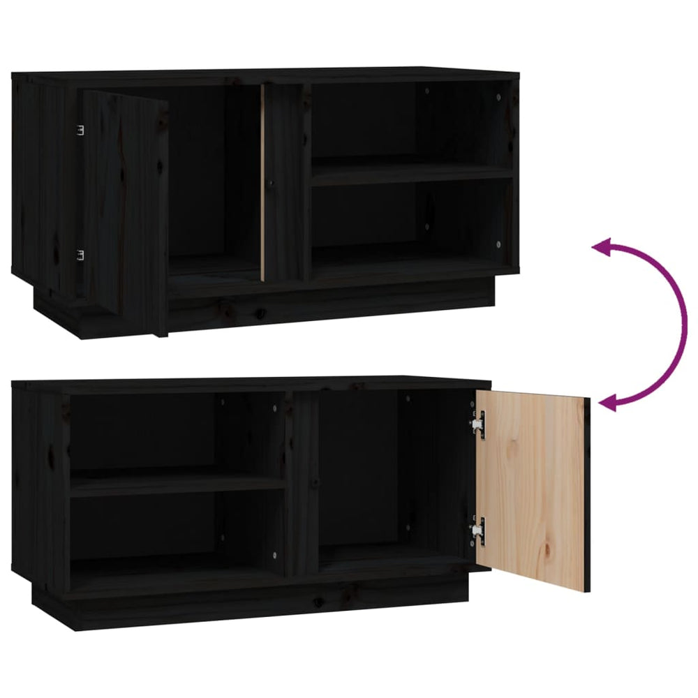 Tv-meubel 80x35x40,5 cm massief grenenhout zwart MeubelReus