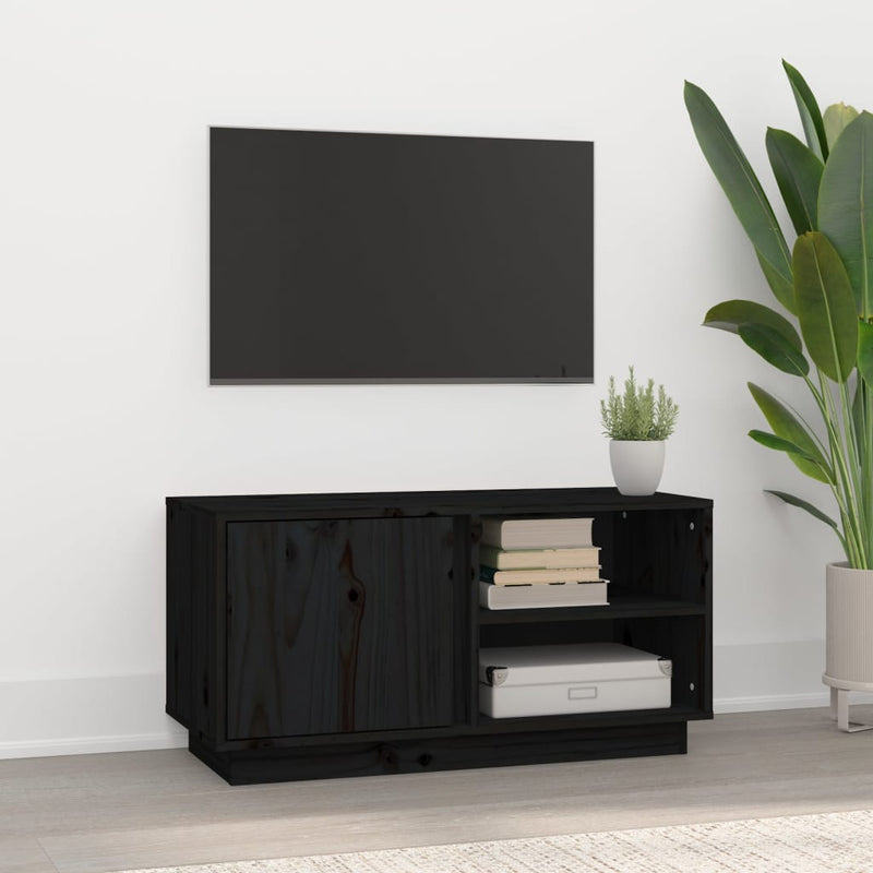 Tv-meubel 80x35x40,5 cm massief grenenhout zwart MeubelReus