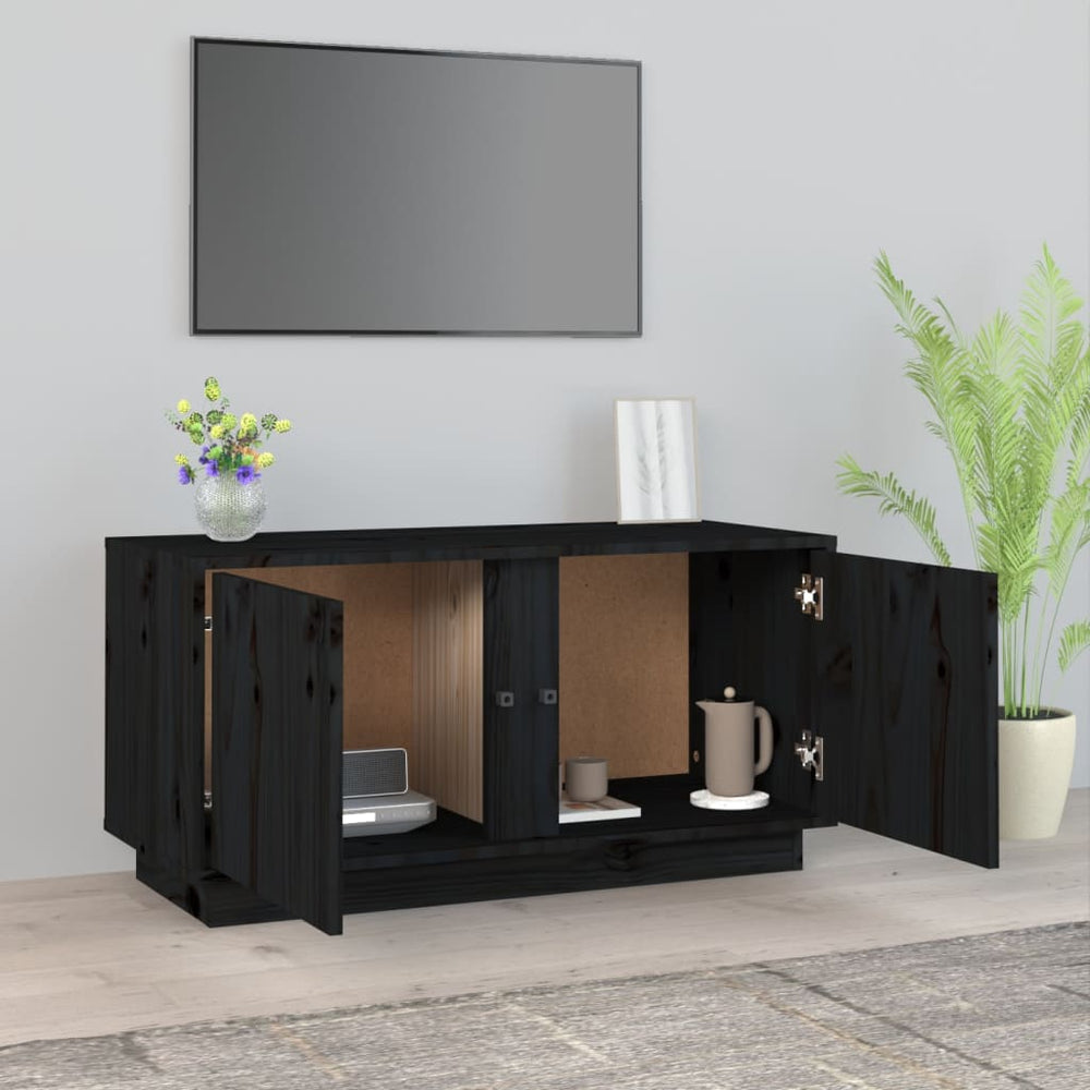 Tv-meubel 80x35x40,5 cm massief grenenhout zwart MeubelReus